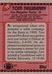 Back Card | Tom Newberry [Disclaimer Back] Football Cards 1990 Topps