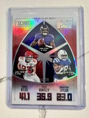 Travis Kelce, Tyler Huntley, Jonathan Taylor [Red Zone] Football Cards 2022 Panini Score Fantasy Stars Prices