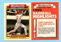 Chris Sabo #29 Baseball Cards 1990 Woolworth Prices