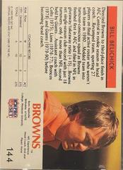 No HC Back | Bill Belichick [Error No HC on Top Bback] Football Cards 1992 Pro Set