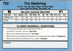Back | Tim Naehring Baseball Cards 1991 Classic