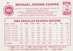 Back Side | Michael Cooper Basketball Cards 1986 Star