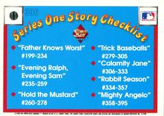 Reverse | Mighty Angelo/Series One Story Checklist Baseball Cards 1990 Upper Deck Comic Ball