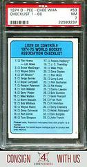 Checklist 1-66 #53 Hockey Cards 1974 O-Pee-Chee WHA Prices