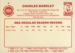 Back Side | Charles Barkley Basketball Cards 1986 Star