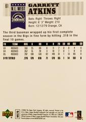 Rear | Garrett Atkins Baseball Cards 2006 Upper Deck First Pitch