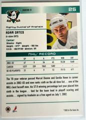 Backside | Adam Oates [Action] Hockey Cards 2003 ITG Toronto Star