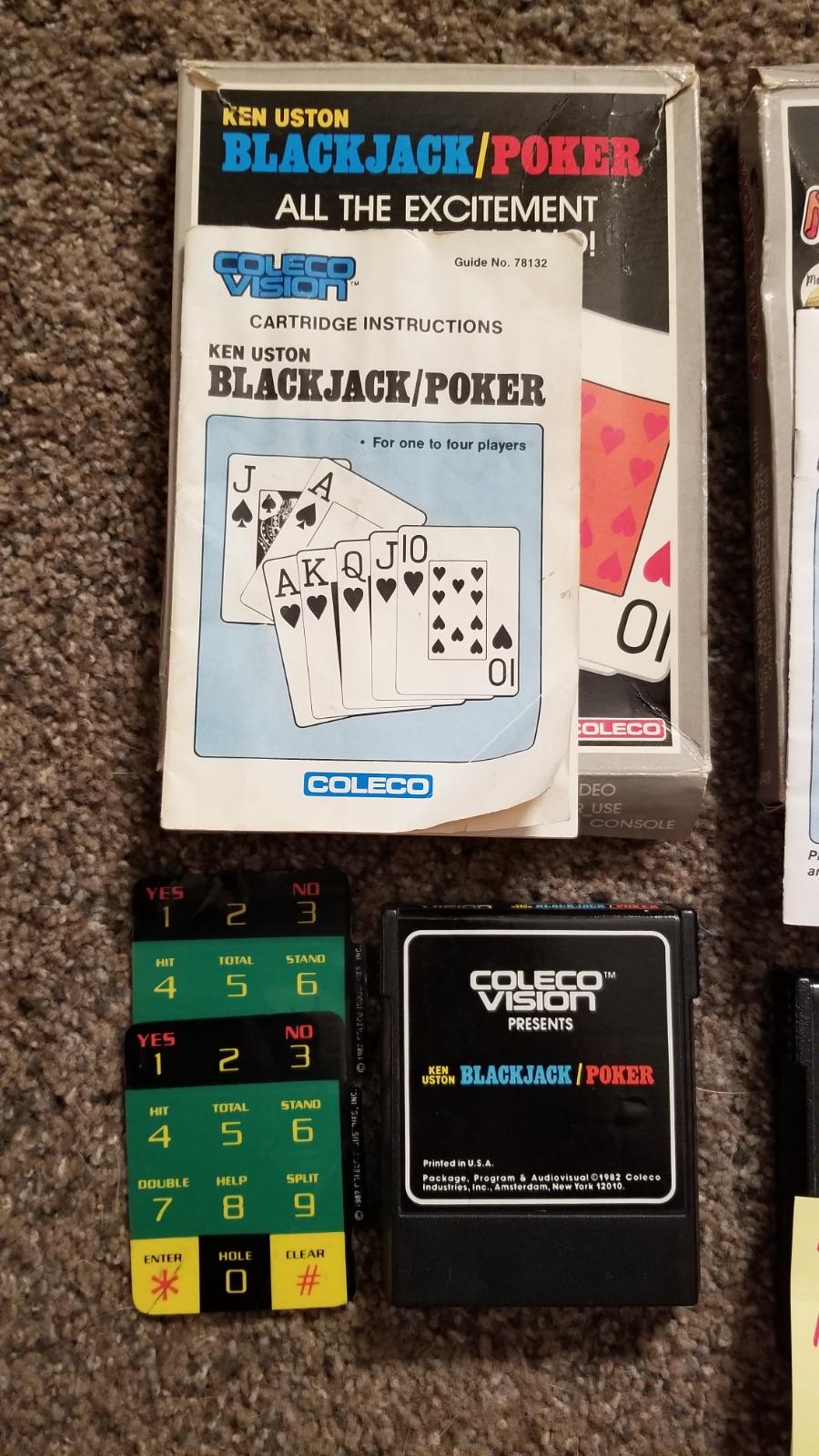 Ken Uston BlackjackPoker Item, Box, and Manual Colecovision