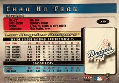 Rear | Chan Ho Park Baseball Cards 2001 Fleer Futures
