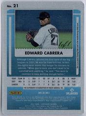 Back 1/1 | Edward Cabrera [ Cyan Printing Plate] Baseball Cards 2022 Panini Chronicles Contenders Optic Rookie Ticket Autographs