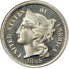 1885 [PROOF] Coins Three Cent Nickel Prices