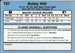 Back | Bobby Witt Baseball Cards 1991 Classic