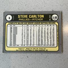 Steve Carlton #6 1981 Fleer Baseball Card Reverse | Steve Carlton Baseball Cards 1981 Fleer