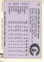 Reverse | Jeff Datz Baseball Cards 1990 ProCards AAA