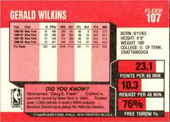 Back W/Error U. Of Tenn. | Gerald Wilkins [U. of Tenn.] Basketball Cards 1989 Fleer