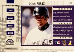 Rear | Neifi Perez Baseball Cards 1997 Select