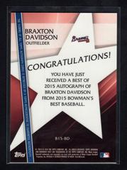 Back | Braxton Davidson Baseball Cards 2016 Bowman Platinum Top Prospects Autograph