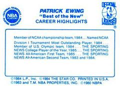 Back Side | Patrick Ewing Basketball Cards 1986 Star Best of the New Old