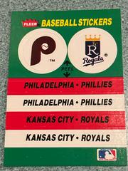 Philadelphia Phillies - Kansas City Royals Team Sticker Baseball Cards 1988 Fleer Team Stickers Prices