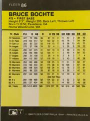 Rear | Bruce Bochte Baseball Cards 1986 Fleer Mini