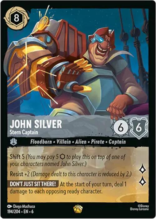 John Silver - Stern Captain #194 Lorcana Azurite Sea