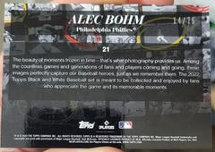 Back Of Card | Alec Bohm [Sepia Filter] Baseball Cards 2022 Topps Black and White
