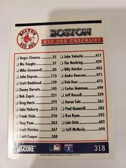 Checklist | Boston Red Sox [Checklist] Baseball Cards 1994 Score