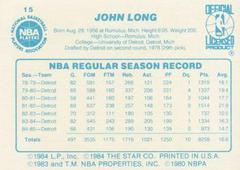 Back Side | John Long Basketball Cards 1986 Star