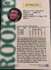 Card Back | Greg Minor Basketball Cards 1994 Hoops