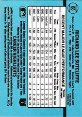 Back Of Card | Rick Sutcliffe Baseball Cards 1988 Donruss