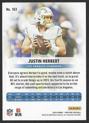 Backside | Justin Herbert Football Cards 2023 Panini Prestige
