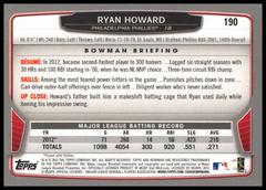 Back Of Card | Ryan Howard Baseball Cards 2013 Bowman