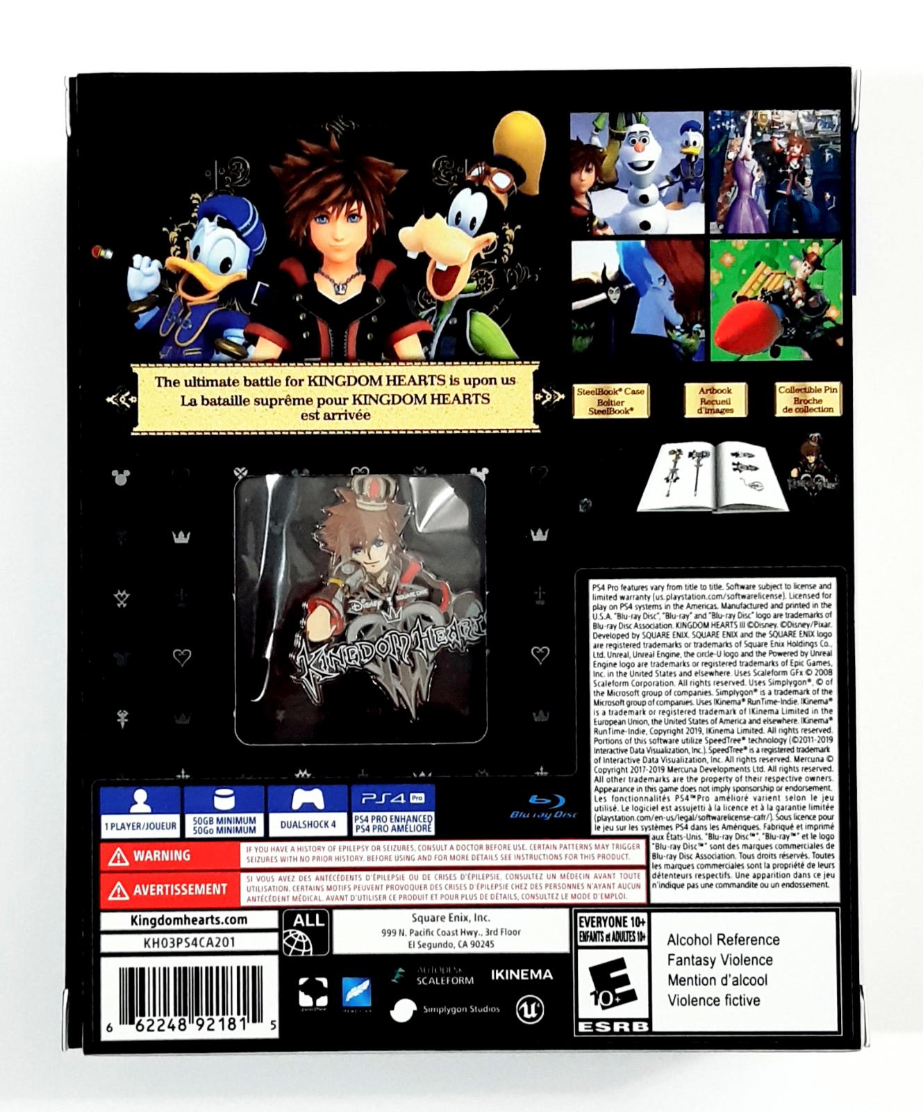 kingdom hearts 3 deluxe edition contents colletable pin?