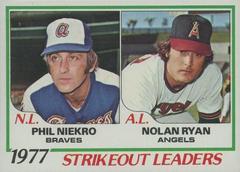 1977 Strikeout Leaders [Phil Niekro, Nolan Ryan] #206 Baseball Cards 1978 Topps Prices