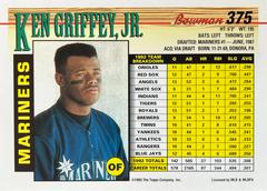 Card Back | Ken Griffey Jr. Baseball Cards 1993 Bowman