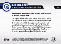 Back | Raheem Sterling Soccer Cards 2022 Topps Now UEFA Champions League