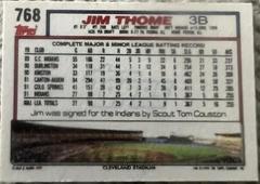 Back | Jim Thome Baseball Cards 1992 Topps Micro