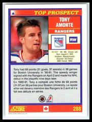 Back Of Card  | Tony Amonte Hockey Cards 1991 Score American