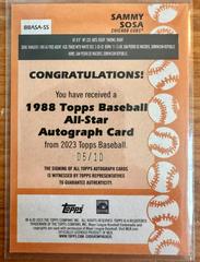 Back | Sammy Sosa [Red] Baseball Cards 2023 Topps 1988 All Star Autographs