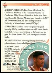 Back Of Card | James McCoy Basketball Cards 1992 Star Pics