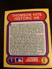 Thomson Hits Historic HR Baseball Cards 1988 Score Magic Motion Great Moments in Baseball Prices