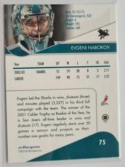 Backside | Evgini Nabokov Hockey Cards 2003 ITG Toronto Star