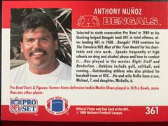 Back | Anthony Munoz Football Cards 1990 Pro Set