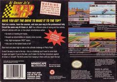 Al Unser Jr.'S Road To The Top - Back | Al Unser Jr.'s Road To The Top Super Nintendo