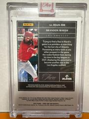 Rear | Brandon Marsh [Gold] Baseball Cards 2022 Panini Three and Two Rookie Dual Jersey Autographs
