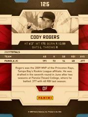 Rear | Cody Rogers [Aspirations] Baseball Cards 2009 Donruss Elite Extra Edition