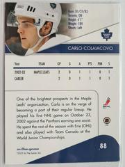 Backside | Carlo Colaiacovo Hockey Cards 2003 ITG Toronto Star