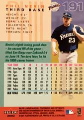 Rear | Phil Nevin Baseball Cards 2002 Ultra