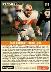 Back Of Card | Paul Gruber Football Cards 1992 Skybox Primetime