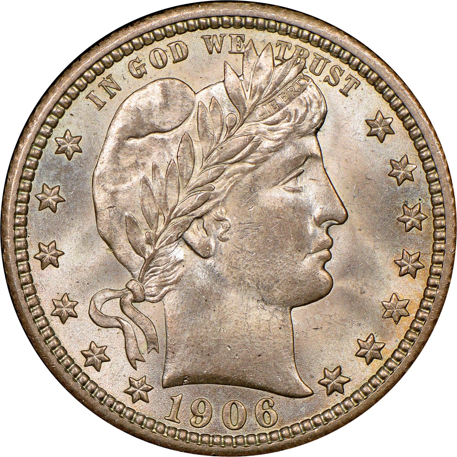 1906 Coins Barber Quarter